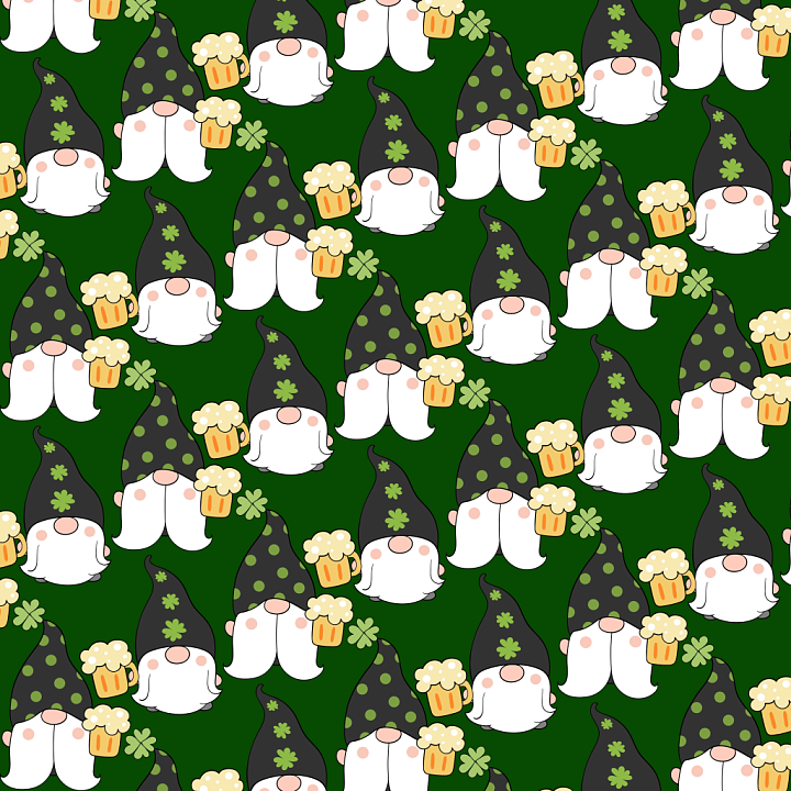 Digital Paper with St Patrick Gnomes and Beer seamless PBR texture preview