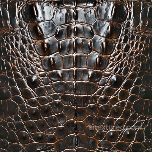 Dark Brown Crocodile Leather Texture with Glossy Finish seamless Leather PBR texture