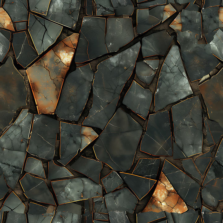 Cracked and Holed Metal with Rusty Fractures and Jagged Edges seamless PBR texture preview