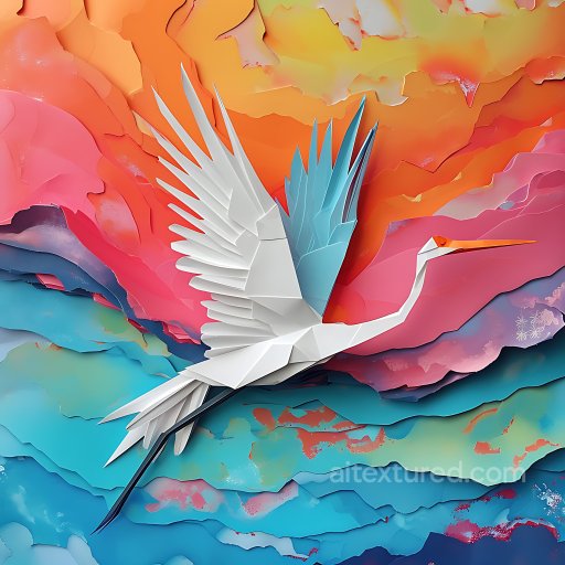 Animal - Seamless 3D PBR Origami Crane Inspired Paper Texture in Bright Gradient Colors texture preview