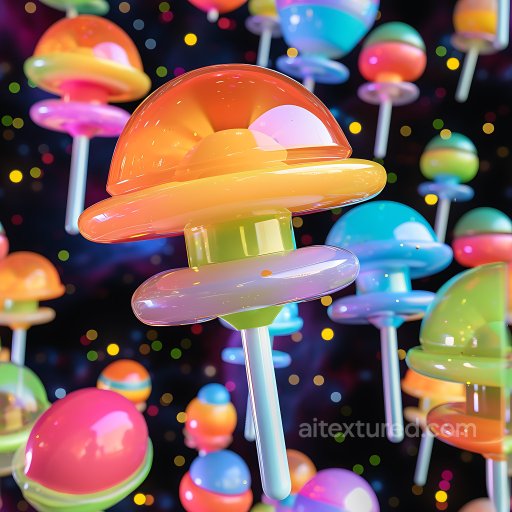 Inflated PBR Texture of Multicolored Glossy Candy-Inspired Plastic seamless Inflated PBR texture