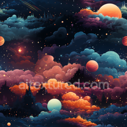 seamless Seamless 3D Space PBR Texture Featuring Vivid Cosmic Nebula Clouds and Planets texture 8k free download PBR