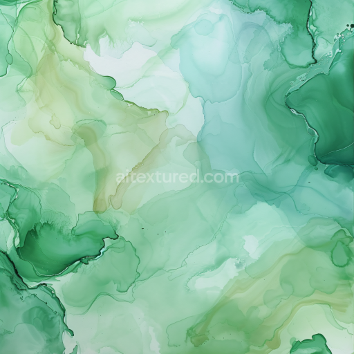 Seamless 3D Alcohol Ink PBR Texture with Soft Green Fluid Waves and Organic Translucent Layers