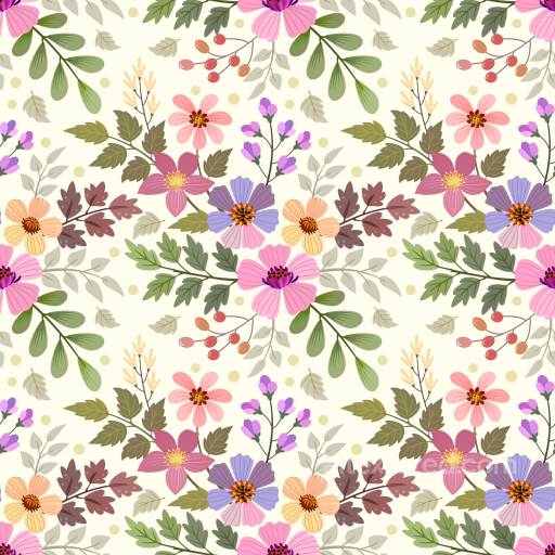 Floral Fabric Texture with Multicolor Flowers and Green Leaves seamless Floral PBR texture