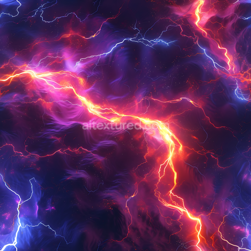 Seamless 3D PBR Space Texture Featuring Vibrant Cosmic Nebula and Electric Energy Streaks