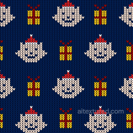 Knitted Christmas Pattern Texture with Santa and Gifts seamless All Christmas Digital paper PBR texture