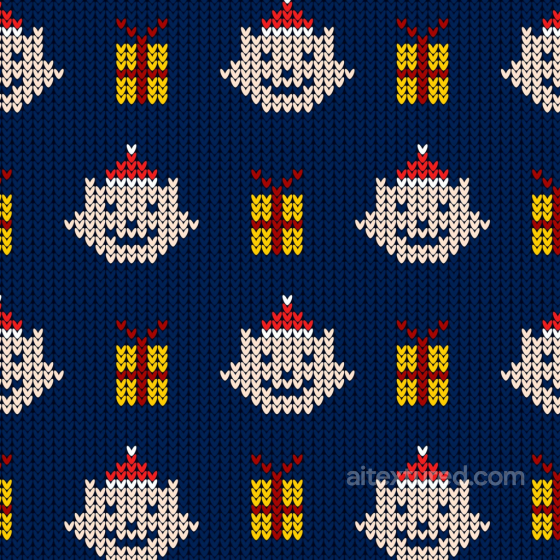 Knitted Christmas Pattern Texture with Santa and Gifts All Christmas Digital paper texture preview