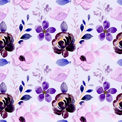 Purple Flower Texture of Purple Watercolor Flower Pattern Fabric seamless Purple Flower PBR texture