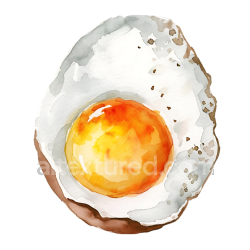 seamless Watercolor Fried Egg Breakfast Illustration with Vibrant Yolk on White texture 8k free download PBR