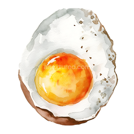 Watercolor Fried Egg Breakfast Illustration with Vibrant Yolk on White