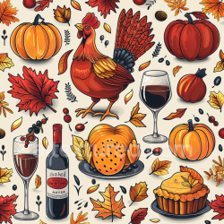 seamless Seamless 3D PBR Texture Featuring Colorful Thanksgiving Icons and Autumn Leaves texture 8k free download PBR