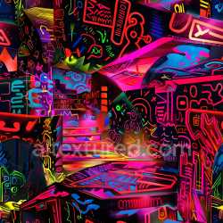 seamless Seamless 3D PBR texture featuring vibrant neon graffiti on urban surfaces texture 8k free download PBR