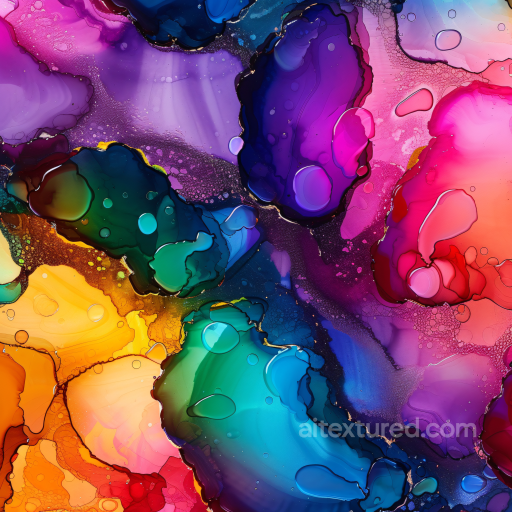 Alcohol Ink PBR Texture Featuring Vibrant Multicolor Swirls and Fluid Organic Shapes seamless Alcohol ink PBR texture