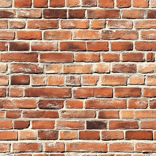 Seamless 3D Cracked Brick Wall PBR Texture with Weathered Red and Orange Bricks
