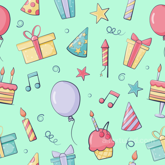 Birthday Pattern Texture with Colorful Gifts and Party Icons Birthday texture preview