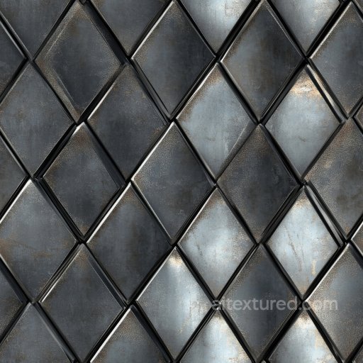 Rusty Steel Diamond Plate PBR Texture with Textured Panels seamless Metal PBR texture