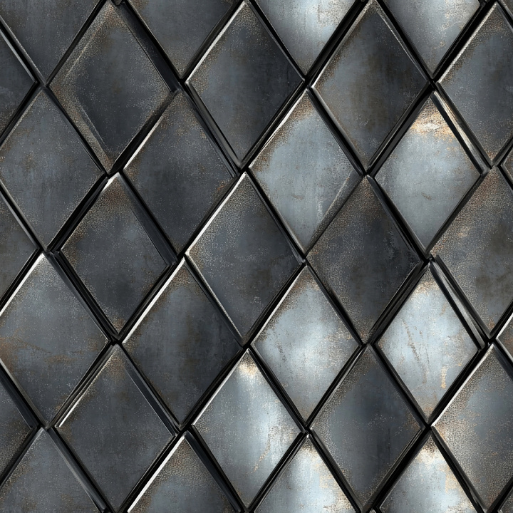 Rusty Steel Diamond Plate with Textured Panels seamless PBR texture preview