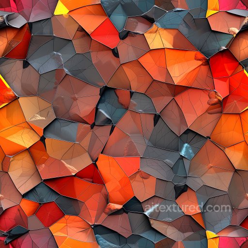 Cracked Glossy Tiles Texture With Vibrant Red-Orange Shades seamless Cracked & Holes PBR texture