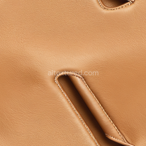 Seamless 3D PBR Texture of Smooth Tan Leather with Fine Grain and Detailed Stitching