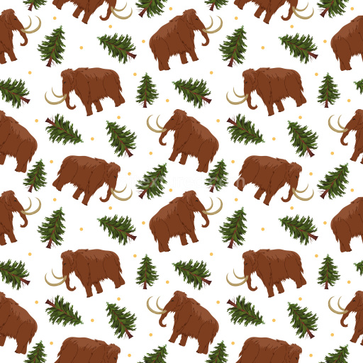 Pattern Bundle - Seamless 3D Pattern PBR Texture Featuring Mammoths and Pine Trees in Hand-Drawn Style texture preview
