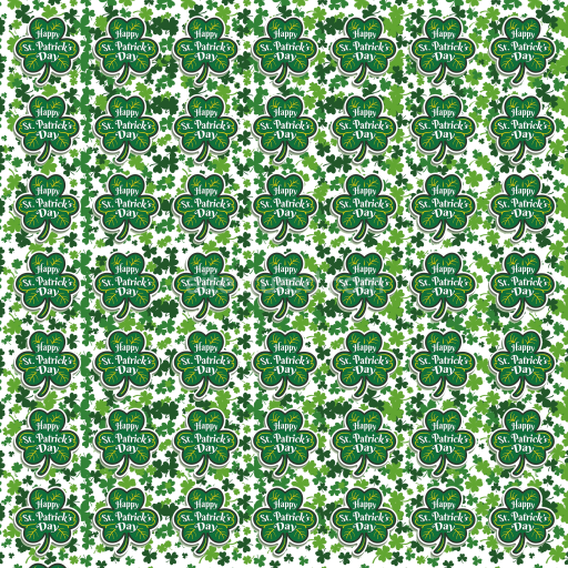Seamless 3D PBR St Patrick's Day clover pattern with festive text
