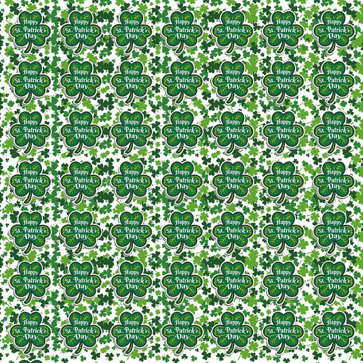 with Festive St Patrick's Day Shamrock Pattern seamless PBR texture preview