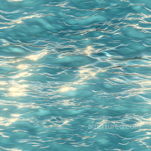 Water PBR Texture Featuring Turquoise Gentle Surface Waves and Reflective Highlights seamless Water PBR texture