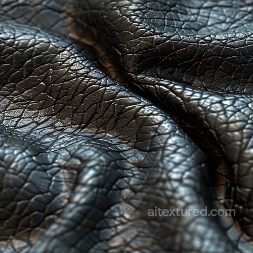 Cracked Black Leather Seamless Texture with Deep Wrinkles and Glossy Finish seamless Leather PBR texture