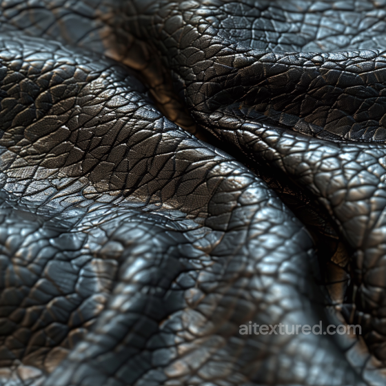 Cracked Black Leather Seamless Texture with Deep Wrinkles and Glossy Finish Leather texture preview