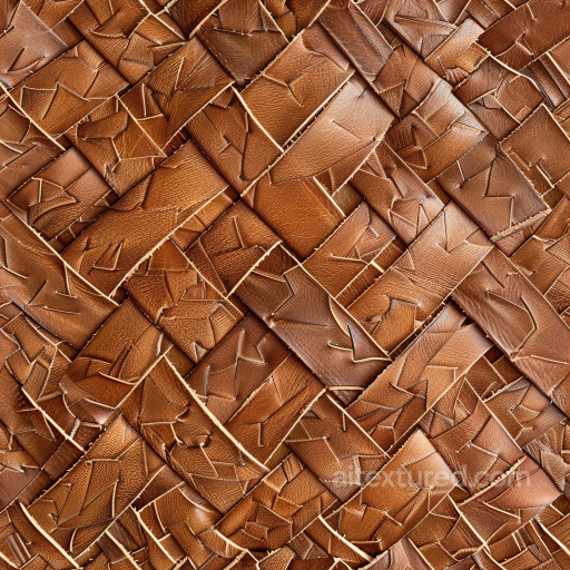 Woven Patchwork Brown Leather Texture with Stitched Panels seamless Leather PBR texture