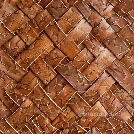 Woven Patchwork Brown Leather Texture with Stitched Panels Leather texture preview
