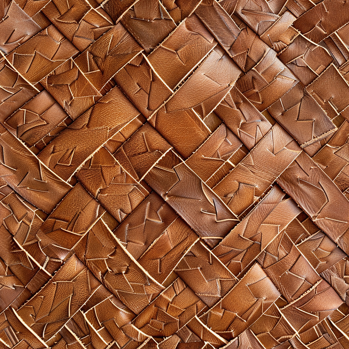 Woven Patchwork Brown Leather with Stitched Panels seamless PBR texture preview