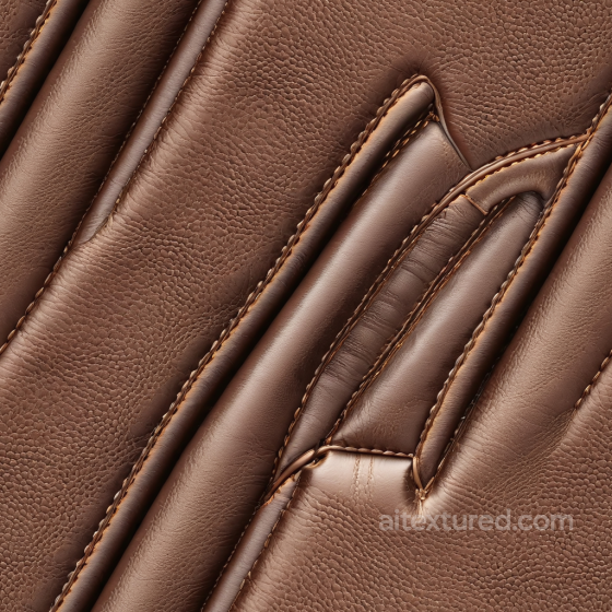 Smooth Brown Leather Seamless Texture with Stitched Padded Panels Leather texture preview