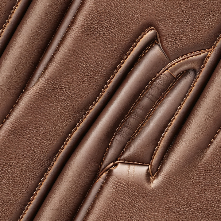 Smooth Brown Leather with Stitched Padded Panels seamless PBR texture preview
