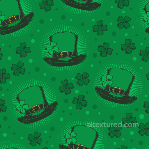 St Patrick Digital Paper Bundle Texture of St Patrick Green Top Hats and Shamrocks seamless St patrick digital paper bundle PBR texture