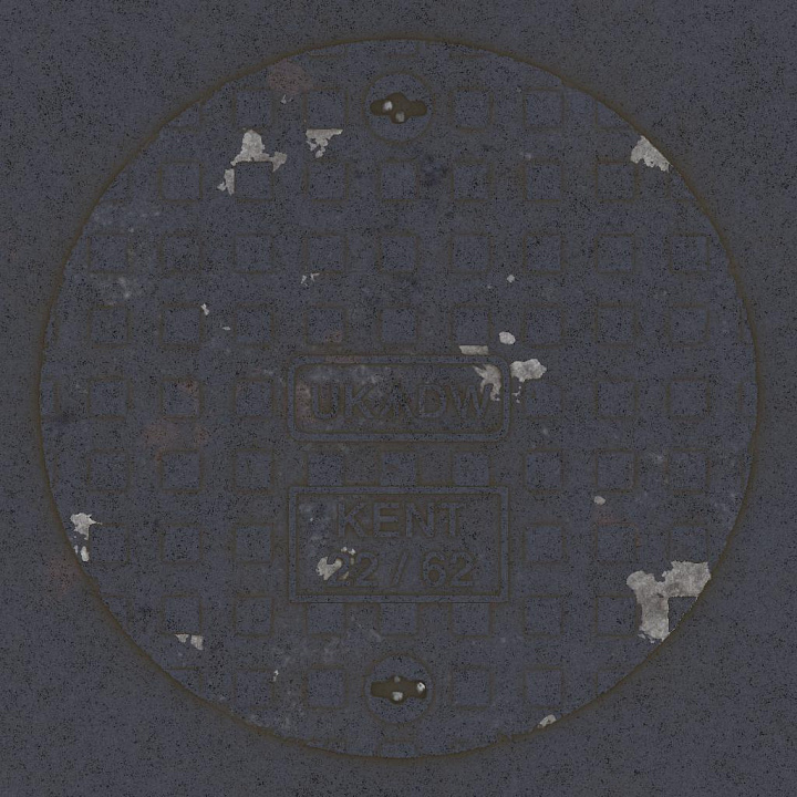Manhole Cover / Maintenance Hole Cover / Drain Hole Cover seamless PBR texture preview