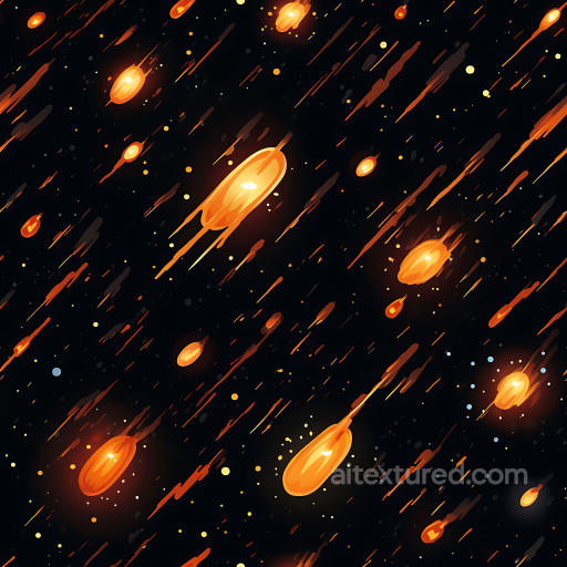 Space PBR Texture Featuring Stylized Glowing Meteor Shower seamless Star, space, planets PBR texture