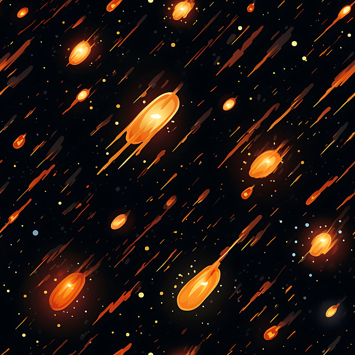 Space Featuring Stylized Glowing Meteor Shower seamless PBR texture preview