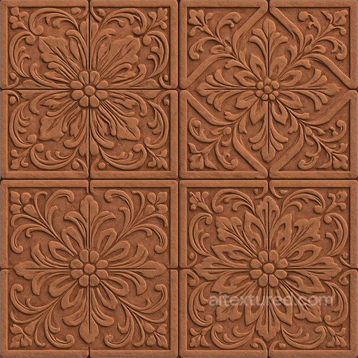 Ornate Clay Tiles Seamless Texture seamless Roofing PBR texture