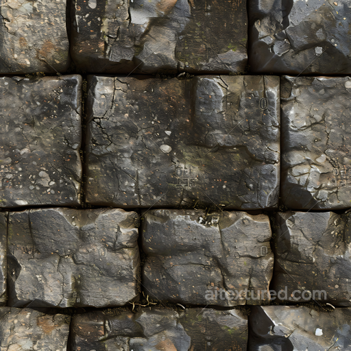Weathered Stone Block Wall PBR Texture with Cracks & Moss seamless Stone PBR texture