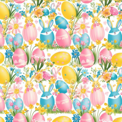 seamless Seamless 3D PBR Easter Digital Paper Texture with Bunny and Colorful Eggs texture 8k free download PBR