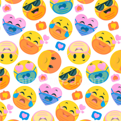 seamless Seamless 3D PBR Texture Featuring Colorful Cartoon Emoji Happy Faces Pattern texture 8k free download PBR