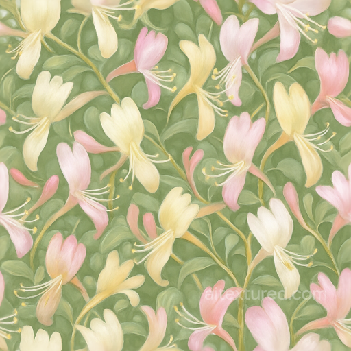 Of Fragrant Honeysuckle Vines Showing Flower Softness And Translucency seamless Flowers PBR texture