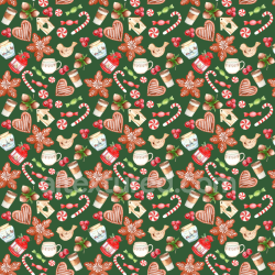 seamless Seamless 3D PBR texture with colorful Christmas cookies and decorations on green background texture 8k free download PBR