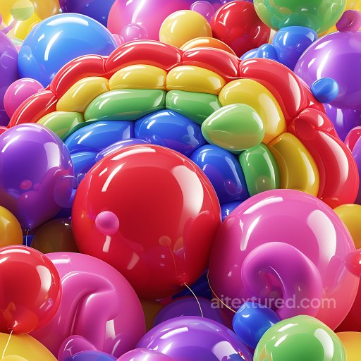 Inflated PBR Texture Featuring Glossy Multicolor Balloon Clusters seamless Inflated PBR texture