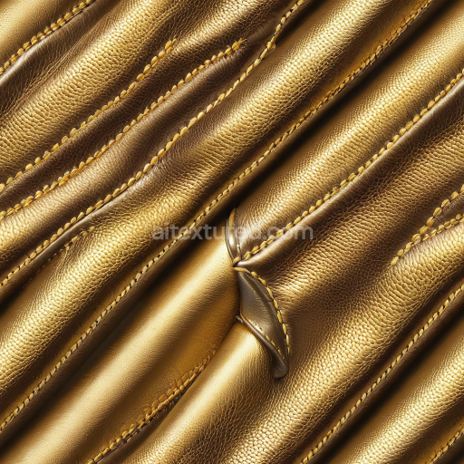 Seamless 3D PBR Golden Pebbled Leather Texture with Prominent Stitched Panels