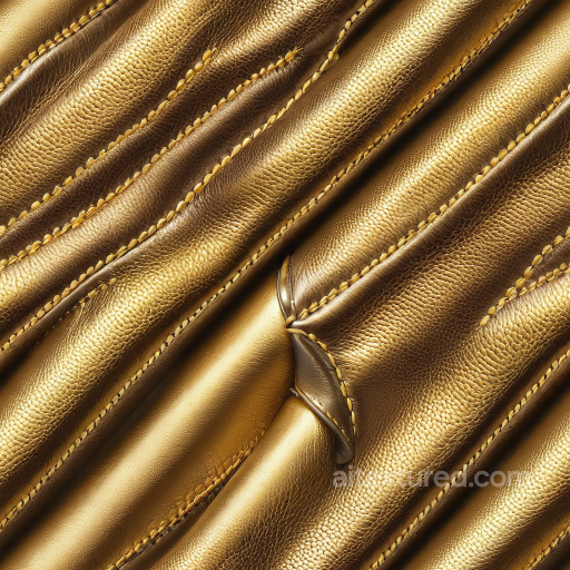 Golden Pebbled Leather Texture with Prominent Stitched Panels seamless Leather PBR texture