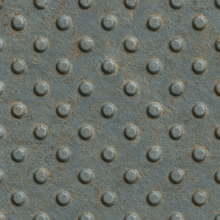 Tactile Plate Raised Bumps On Faded Paint Powder Coated Metal Plate seamless PBR texture preview