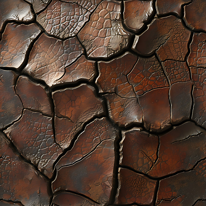 Cracked & Hole of Dry, Cracked Earth with Rich Brown Tones seamless PBR texture preview