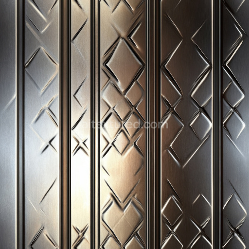Seamless 3D Brushed Steel PBR Texture with Geometric Pattern and Vertical Stripes